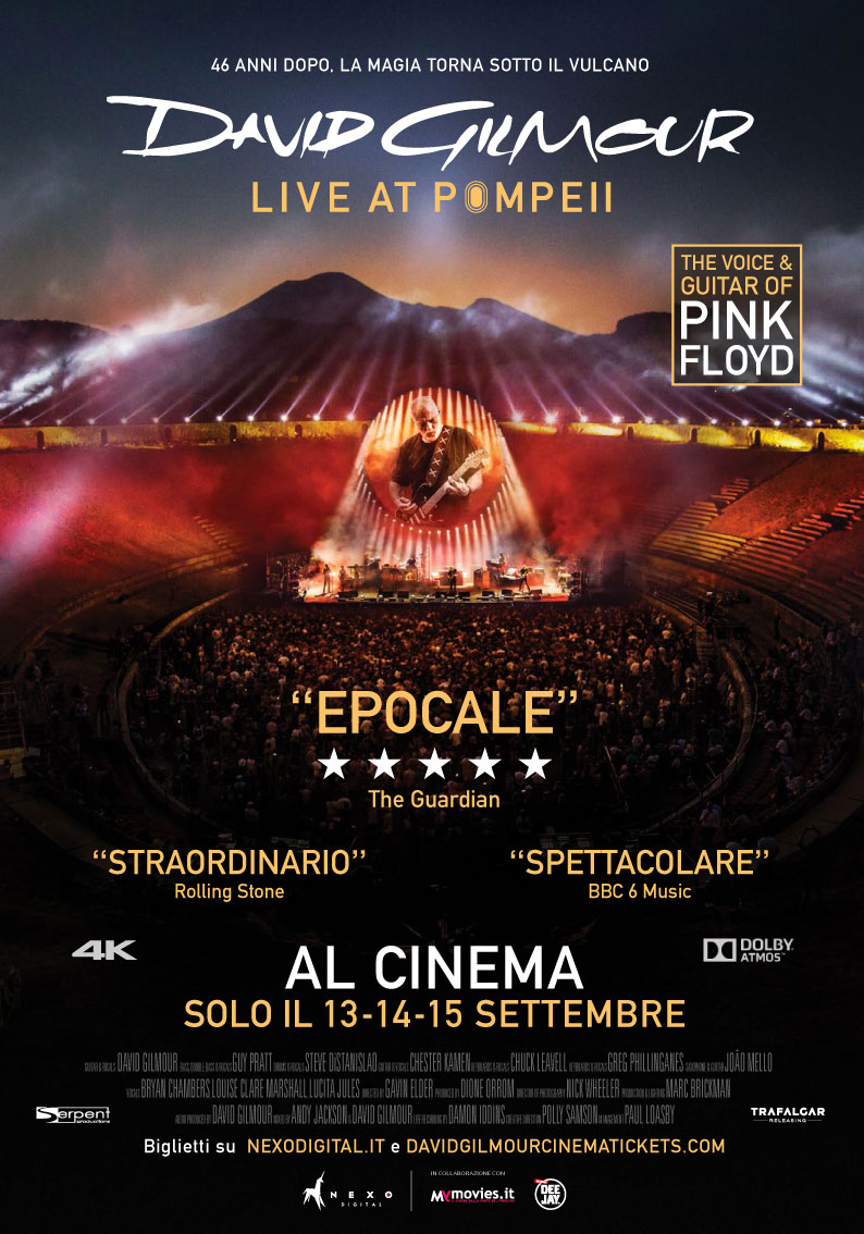 David Gilmour live at Pompeii: al cinema il 13-14-15 settembre 2017