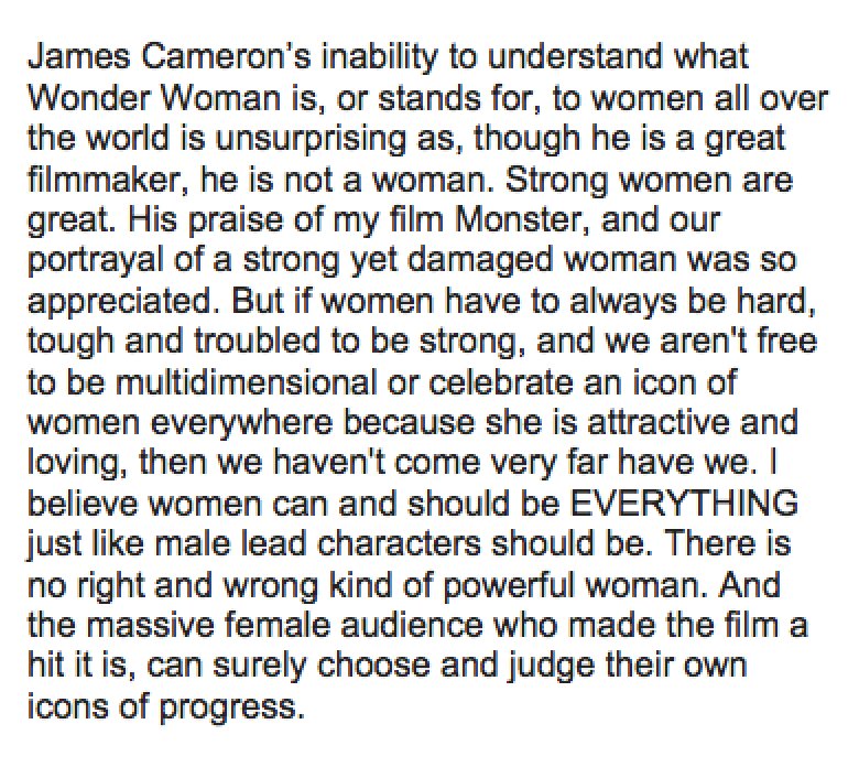 Patty Jenkins: la risposta alle critiche di James Cameron!