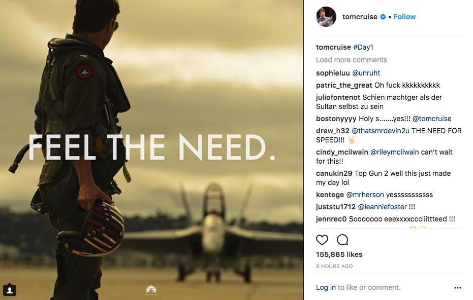 Top Gun 2: al via le riprese! Tom Cruise lo annuncia su Instagram
