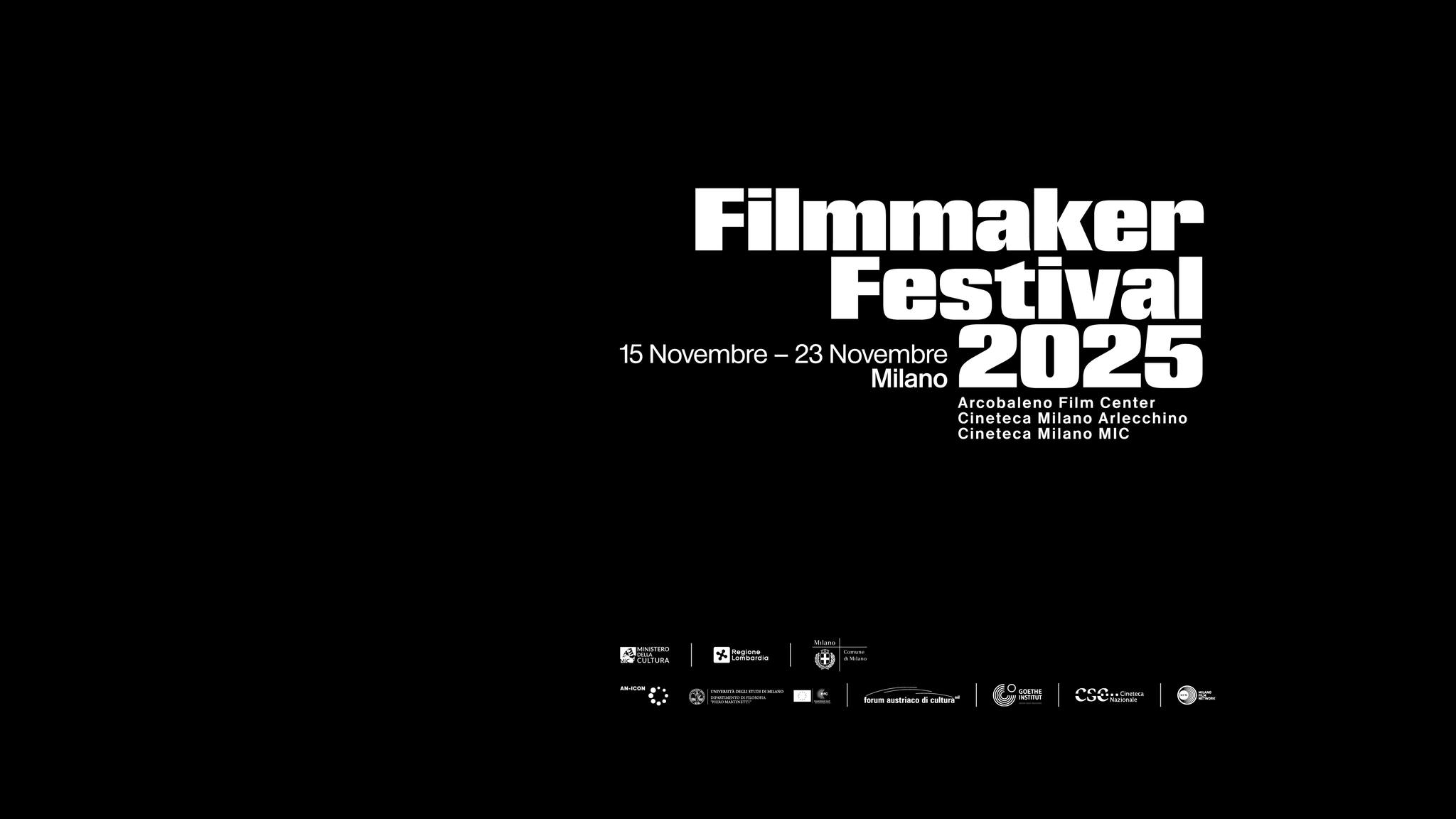 FILMMAKER FESTIVAL, Milano | 15 - 23 novembre 2025
